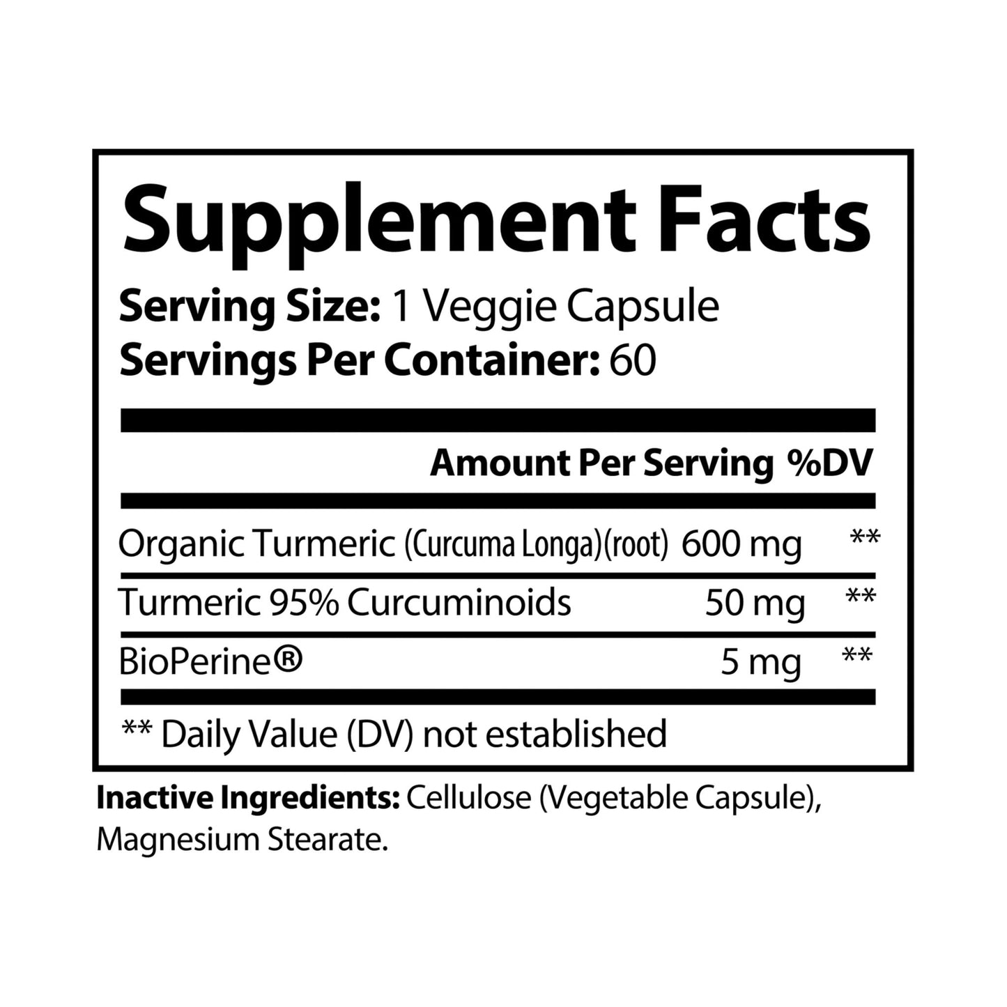 God Links Turmeric with BioPerine® (Black Pepper Fruit Extract) Supplement (60 Capsules)