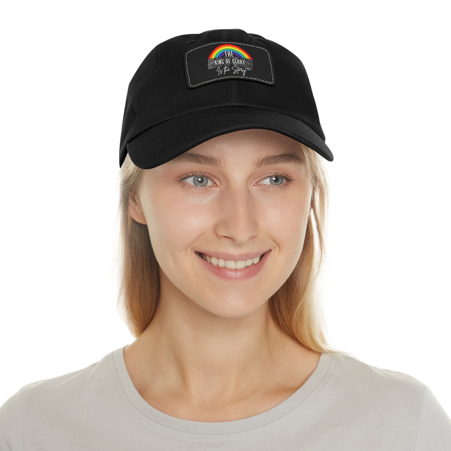 God Links Rainbow Leather Patch Dad Hat - The King of Glory!