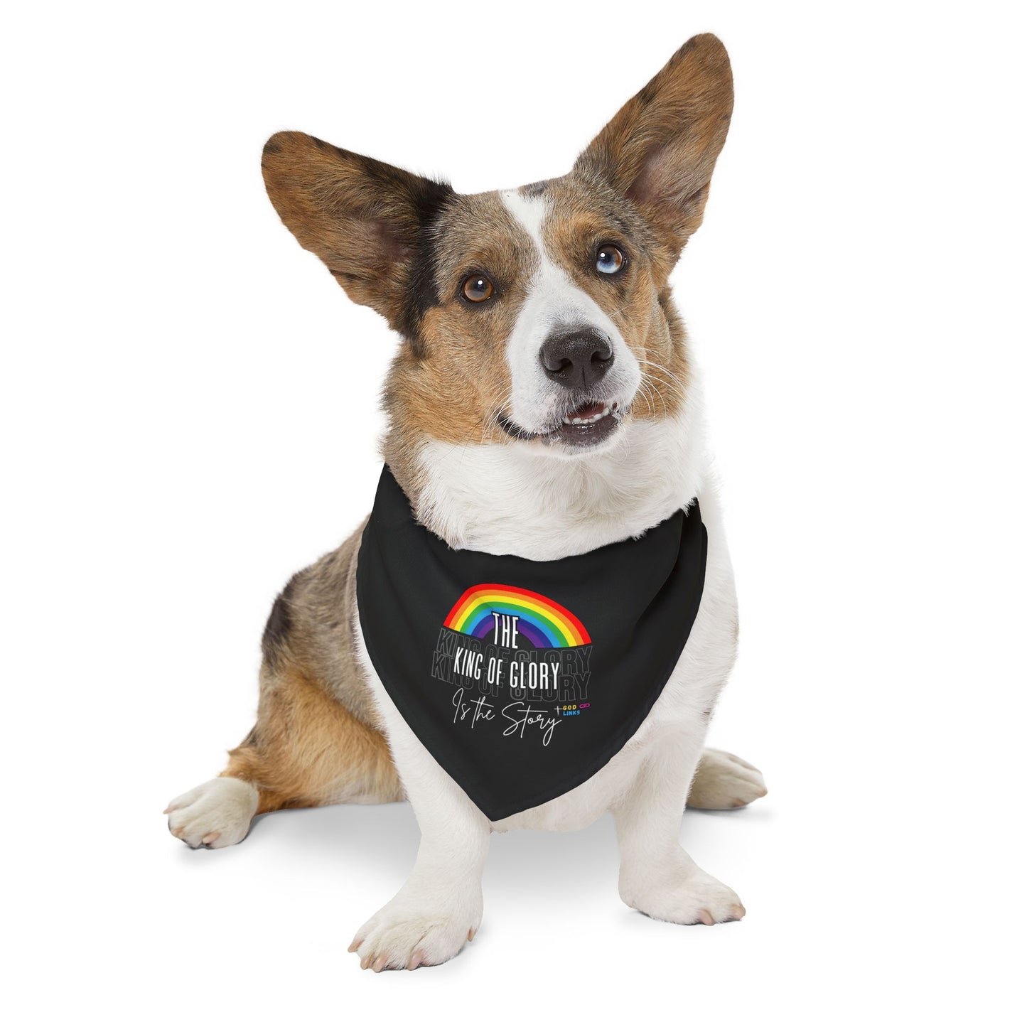 God Links The King of Glory Rainbow Pet Bandana Collar - Stylish Dog Accessory Large, XL