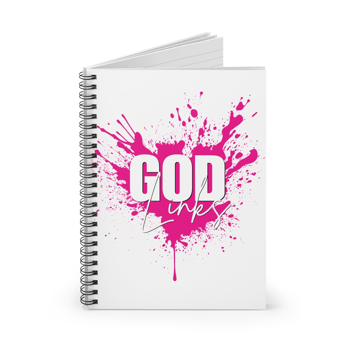 God Links Spiral Notebook – Ruled Line with Vibrant Pink Design